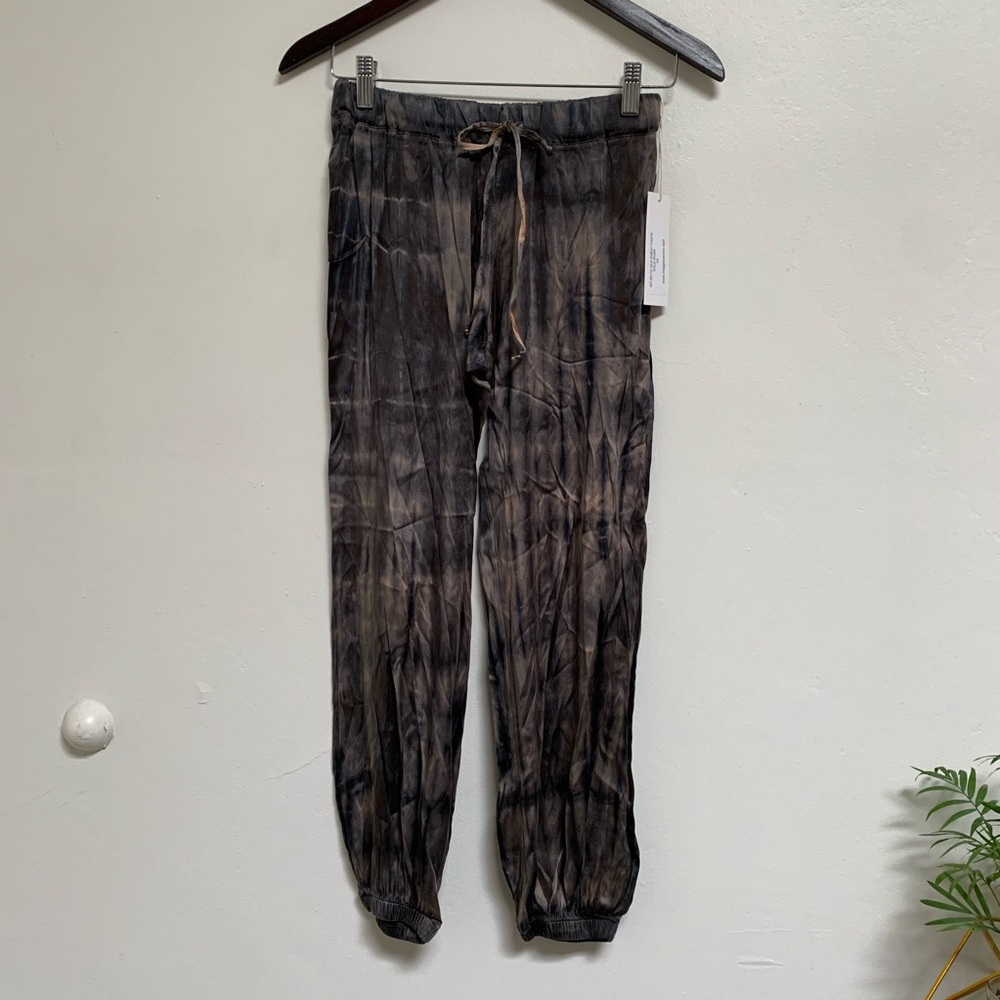 Tie dye silk sweatpants
